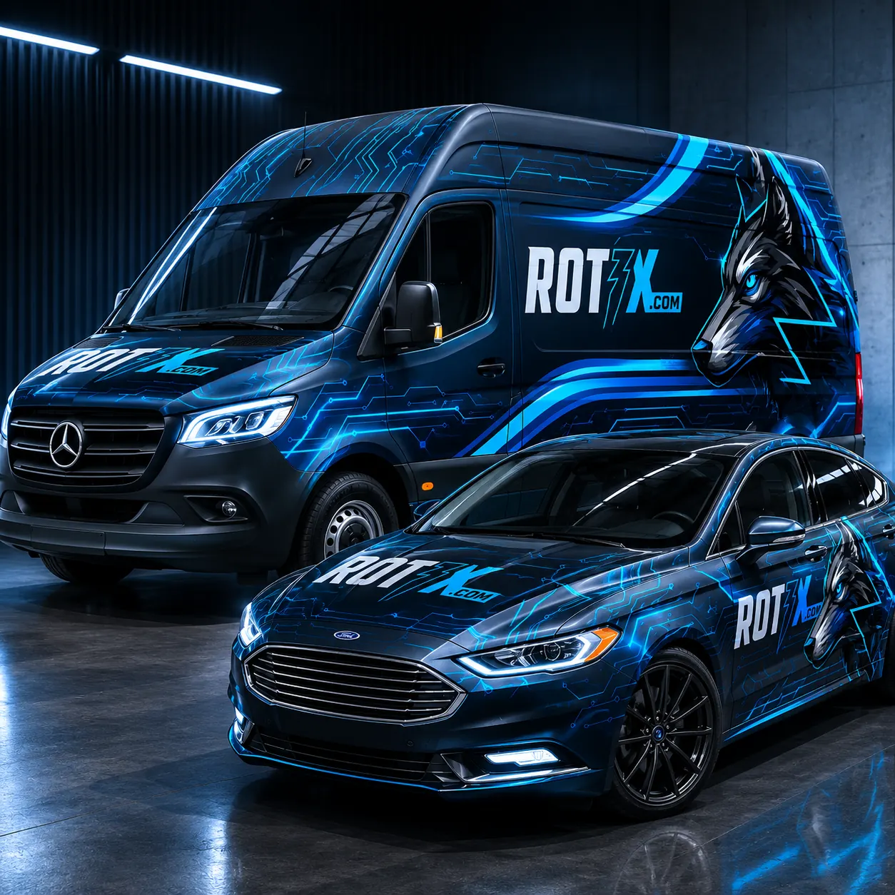 Referencia visual de coches y furgonetas comerciales rotulados